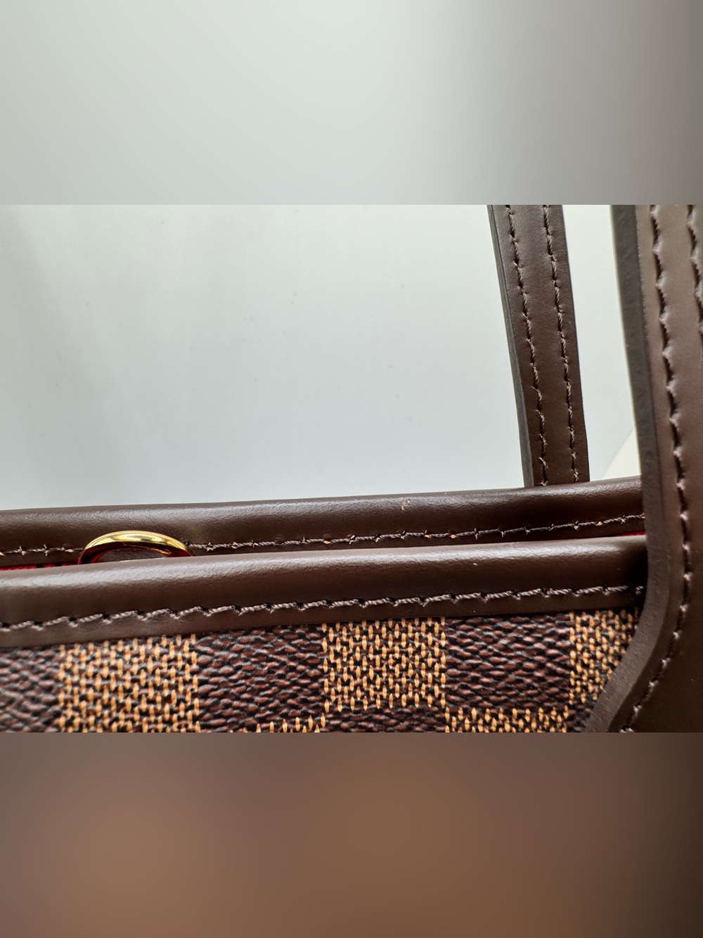 LOUIS VUITTON Neverfull PM Damier Ebene Tote Bag Red Interior - Picture 3 of 16